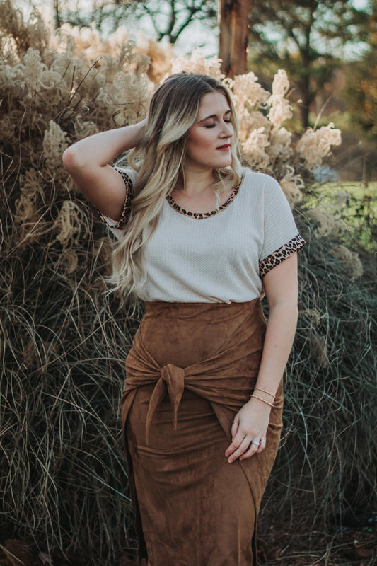 Teagan - Walnut Velvet Wrap Skirt