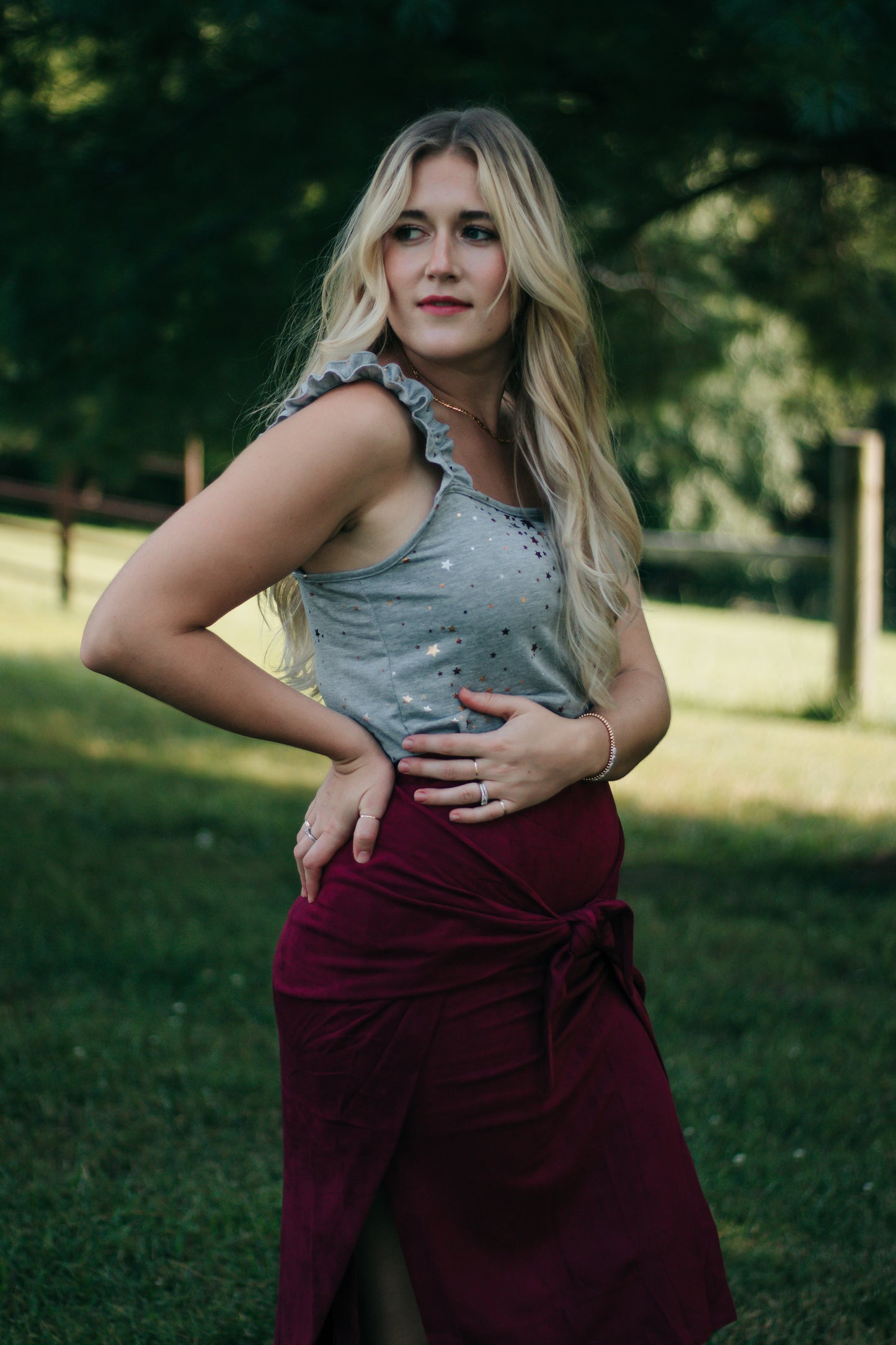 Heather - Starry Grey Scrunch Strap Tank