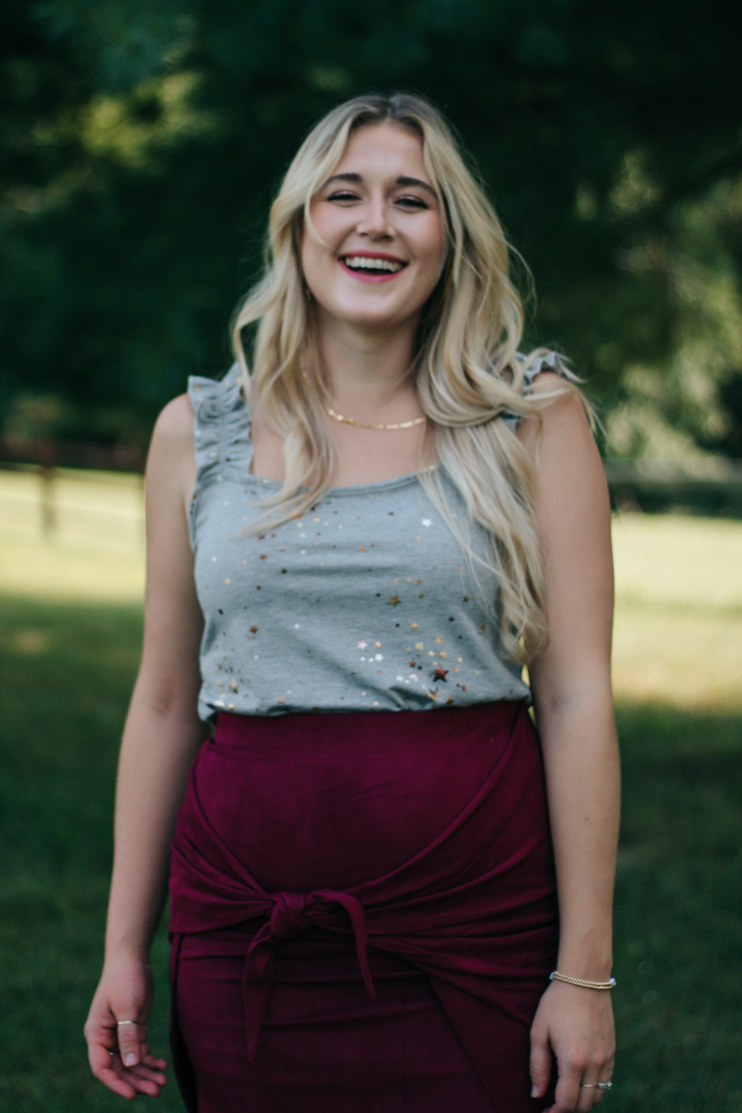 Heather - Starry Grey Scrunch Strap Tank