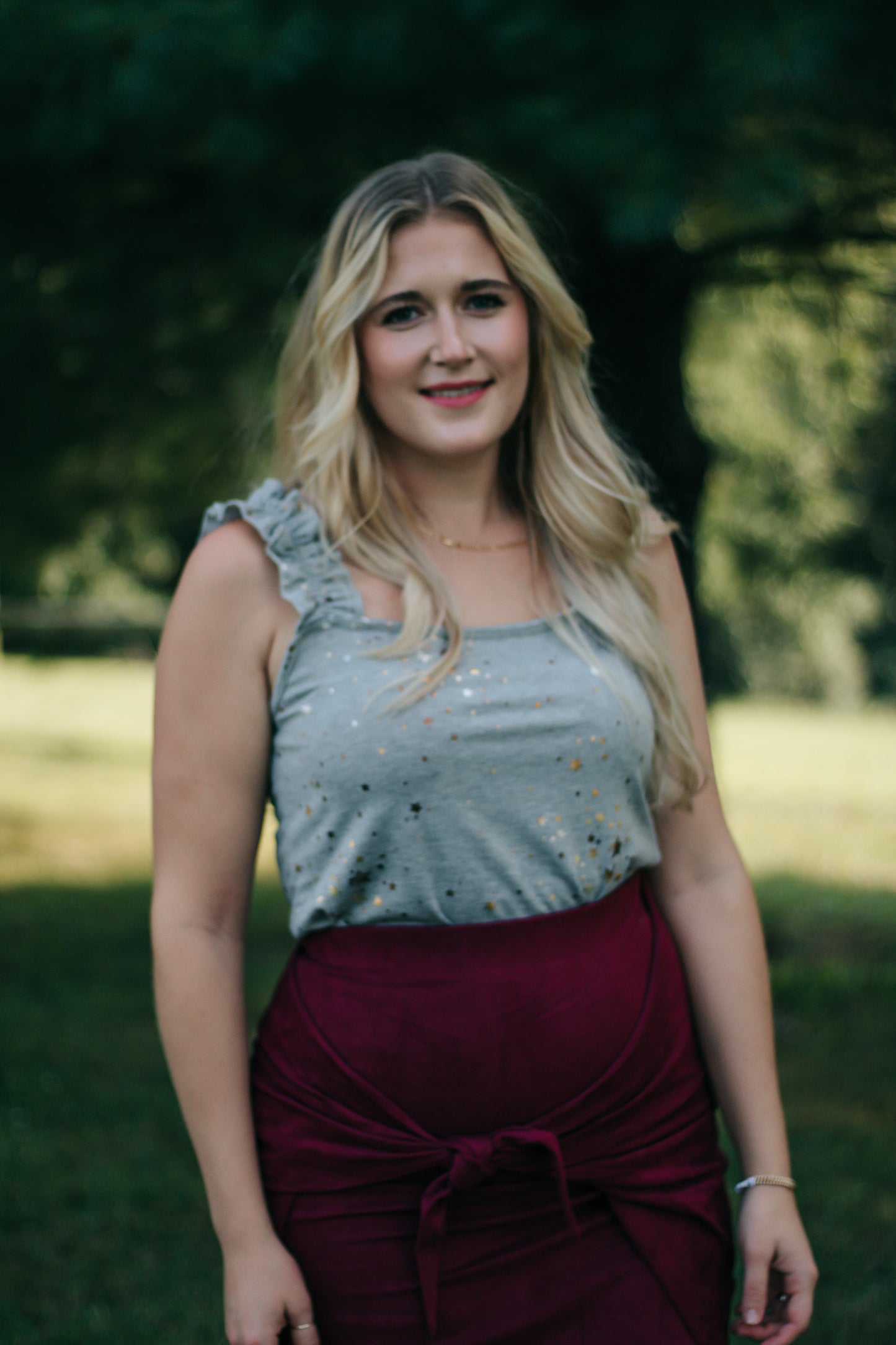 Heather - Starry Grey Scrunch Strap Tank