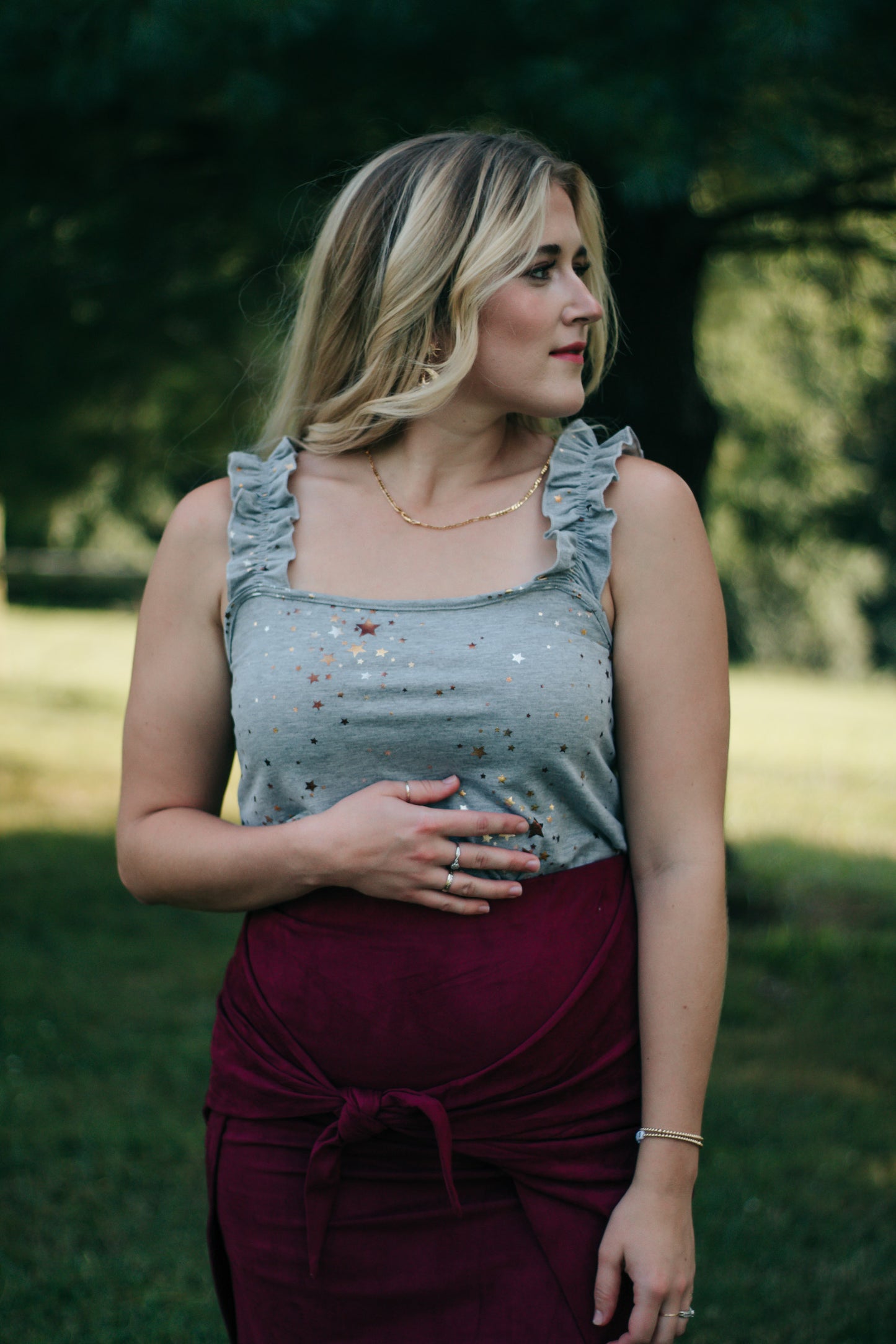 Heather - Starry Grey Scrunch Strap Tank