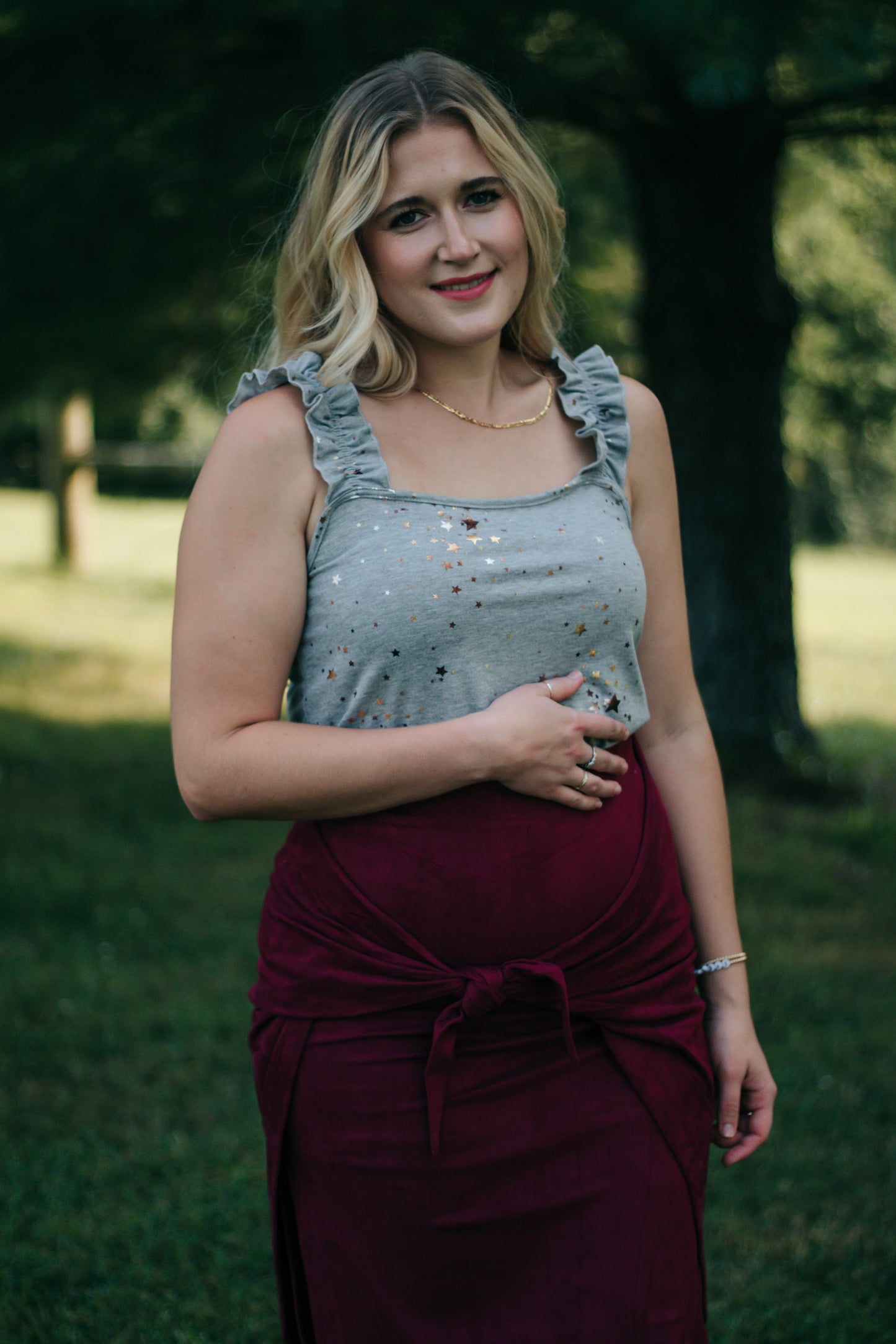 Heather - Starry Grey Scrunch Strap Tank