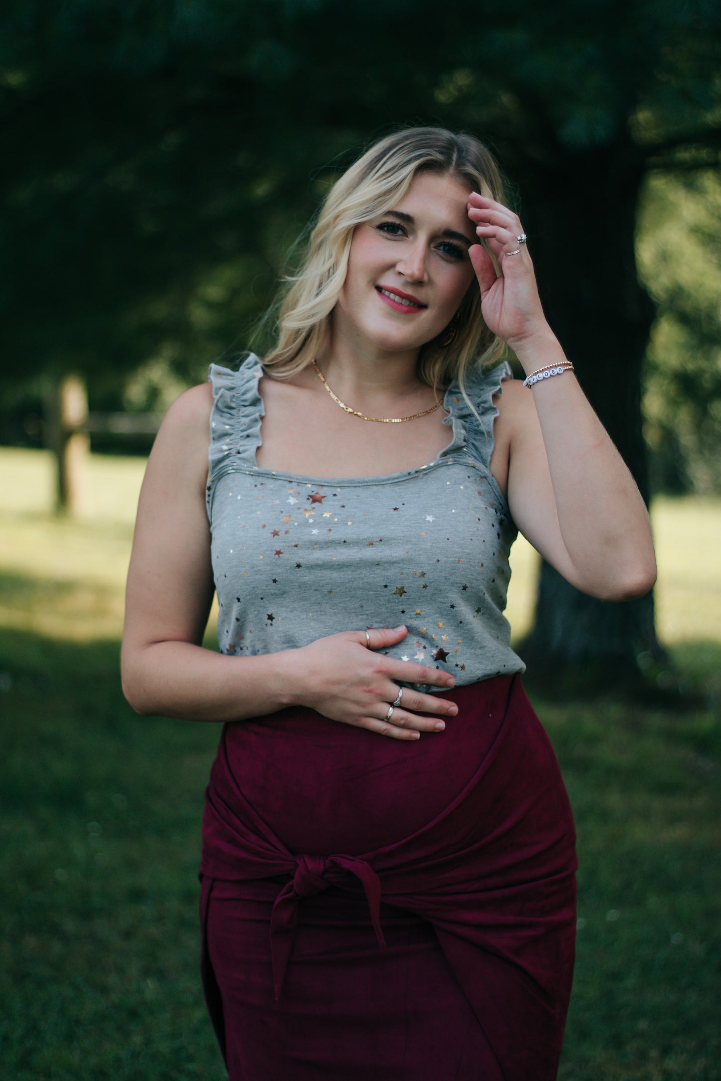 Heather - Starry Grey Scrunch Strap Tank