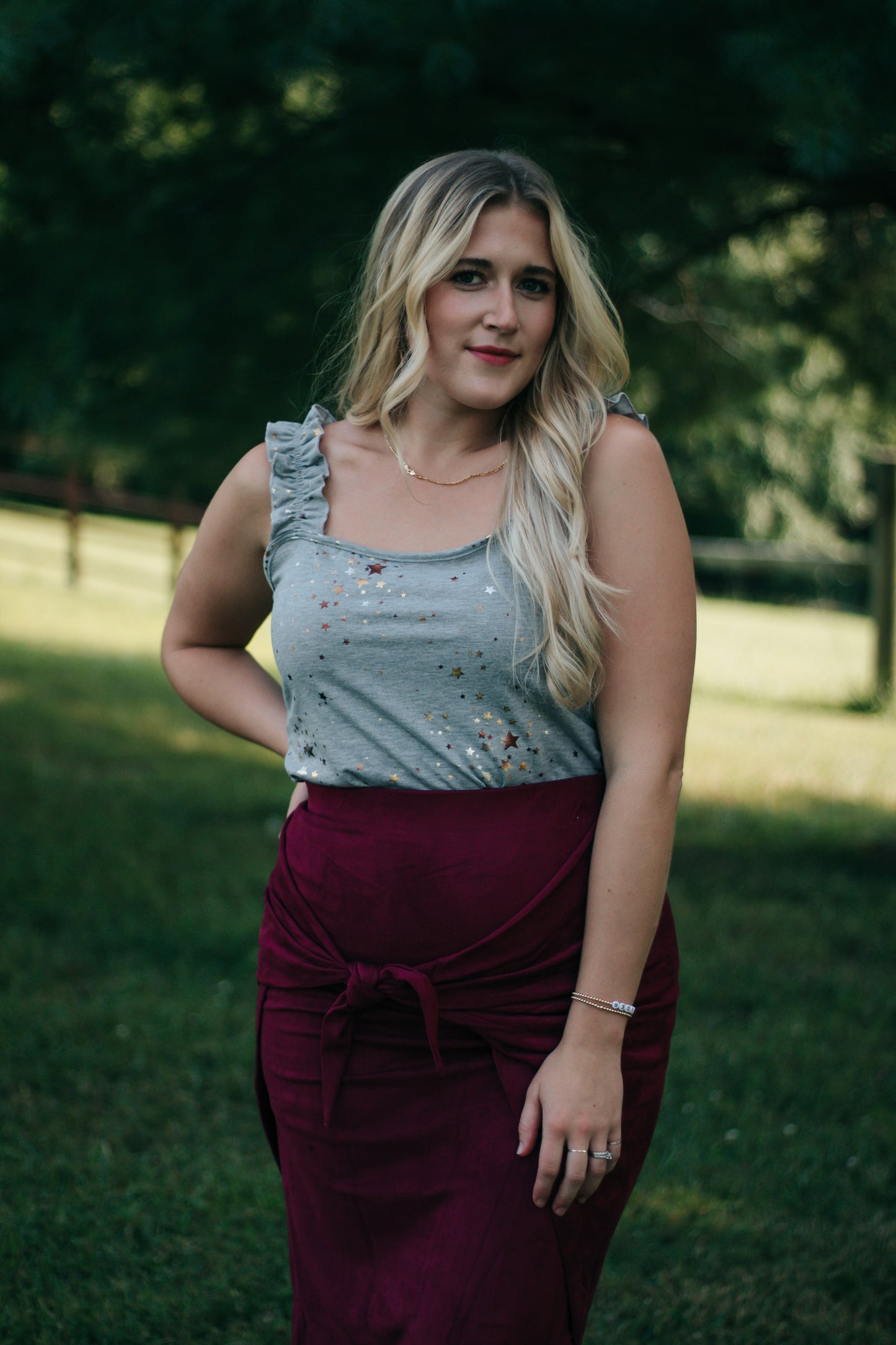 Heather - Starry Grey Scrunch Strap Tank