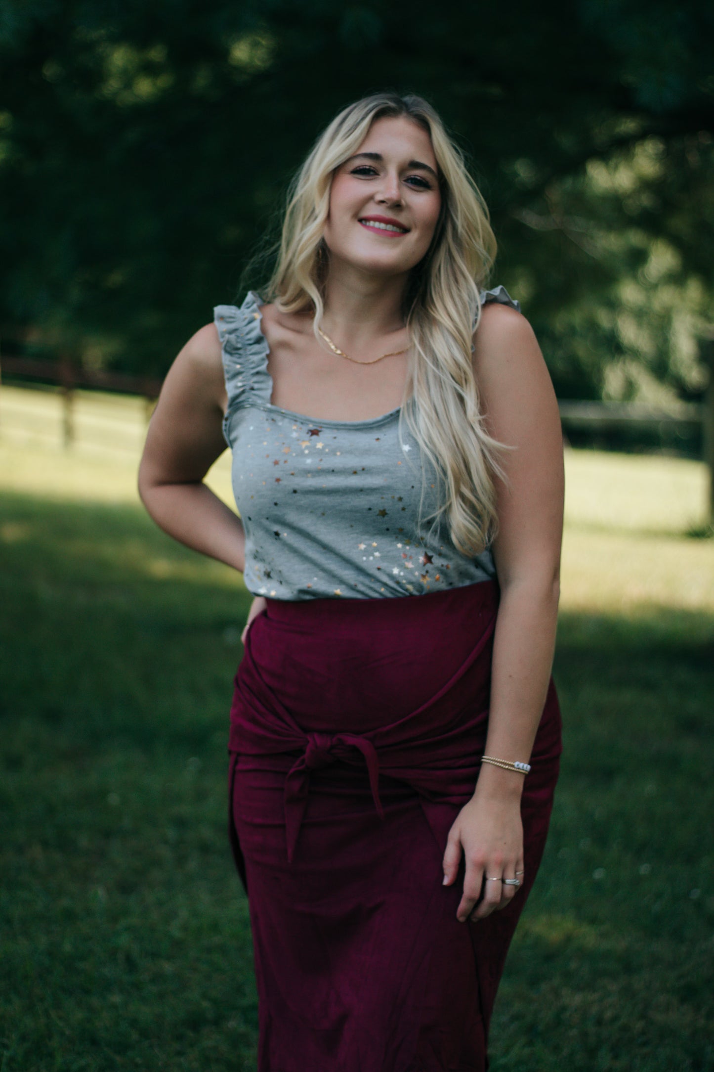 Heather - Starry Grey Scrunch Strap Tank