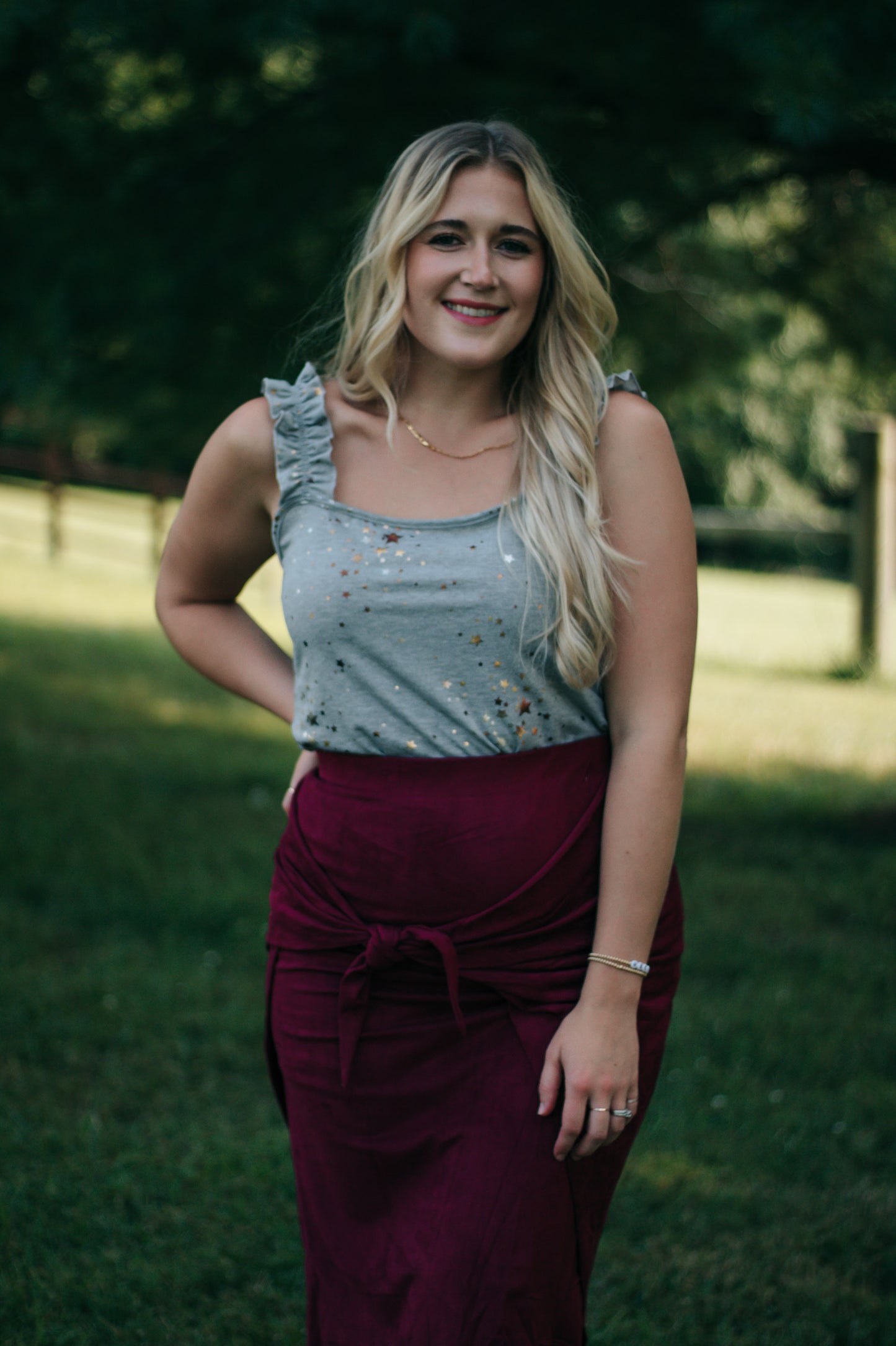 Heather - Starry Grey Scrunch Strap Tank