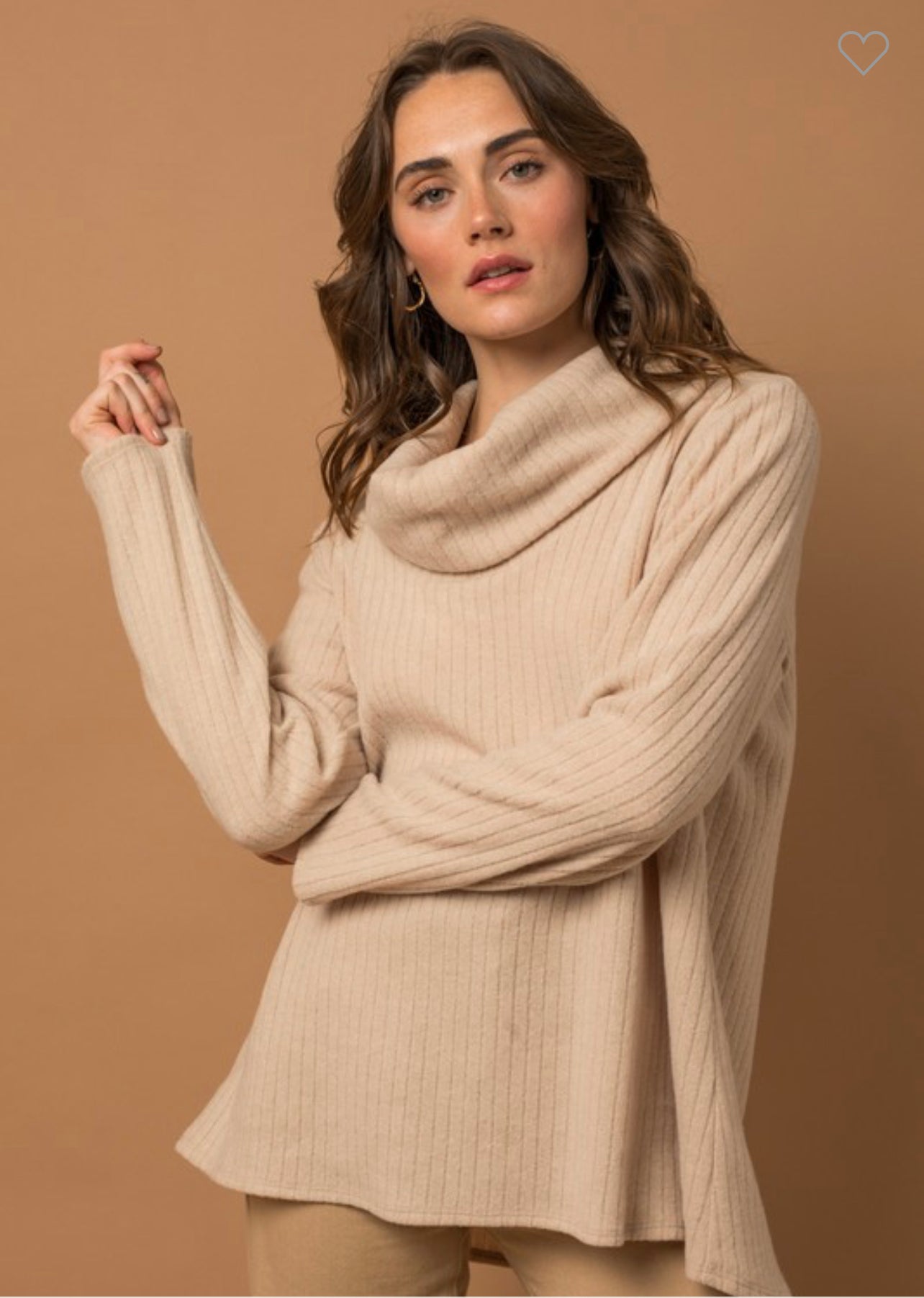 Gwen - Cream Mock Neck Long Sleeve Top