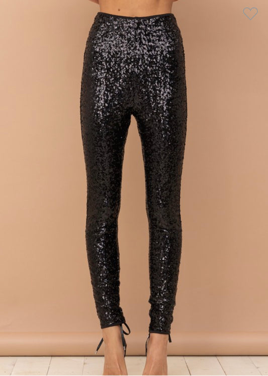 Aubrey - Black Sequin Leggings