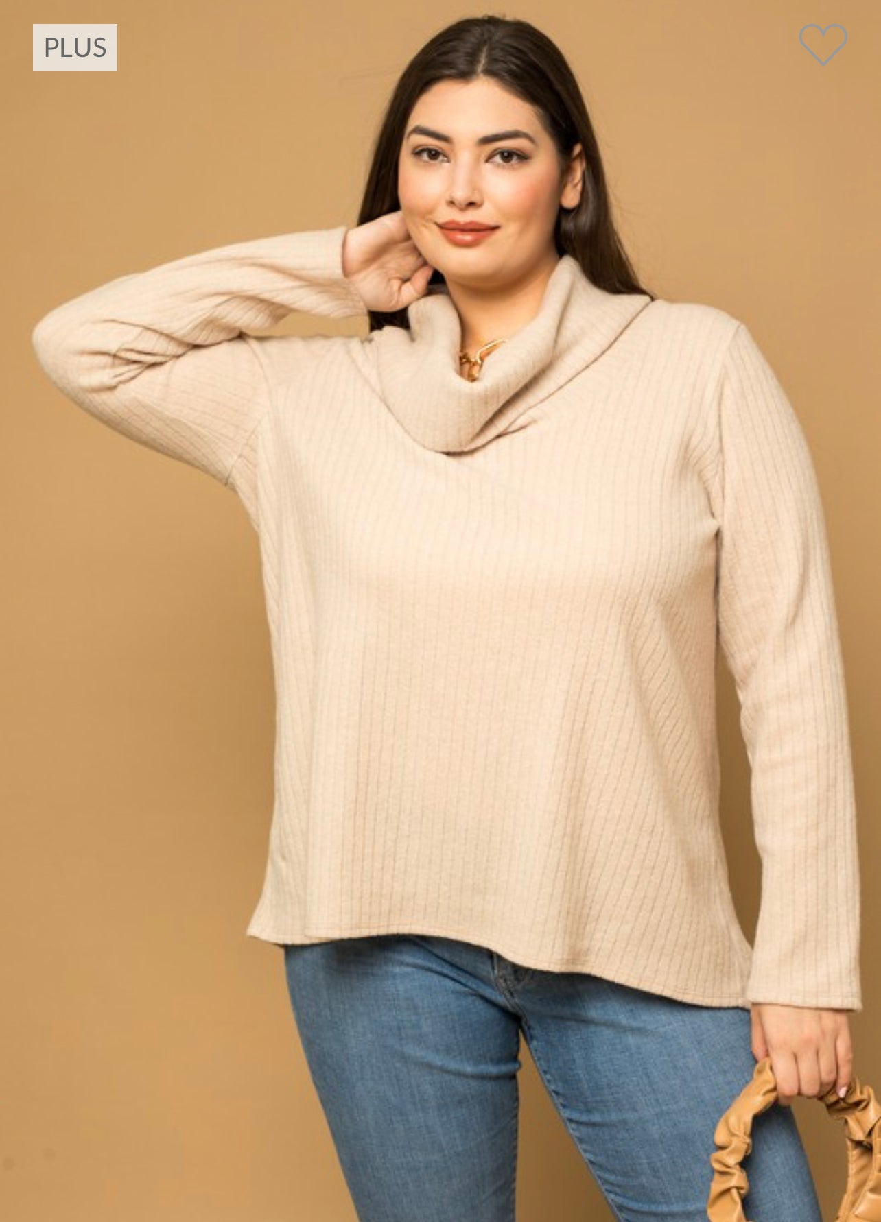 Gwen - Cream Mock Neck Long Sleeve Top