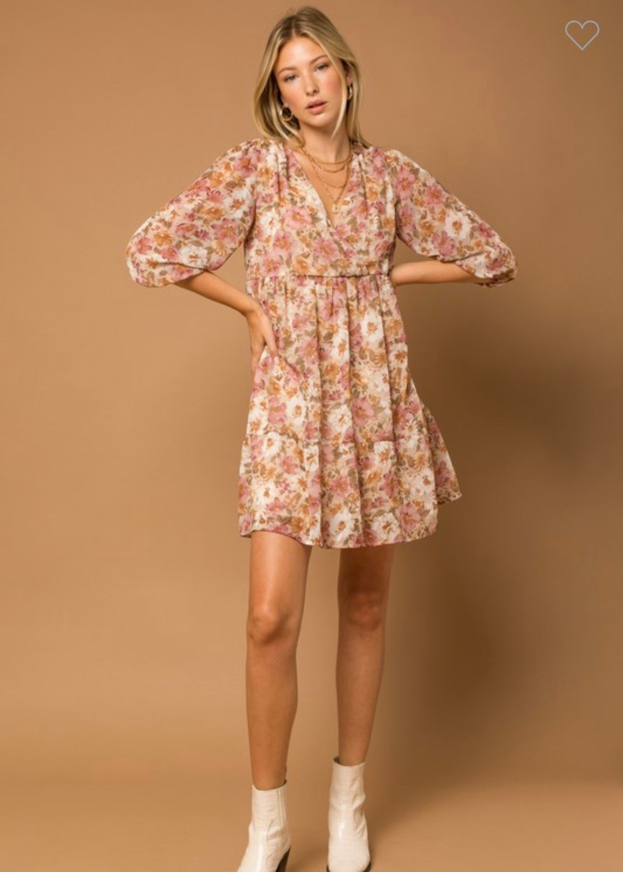 Alison - Floral 1/2 Sleeve Oversized Babydoll Midi Dress