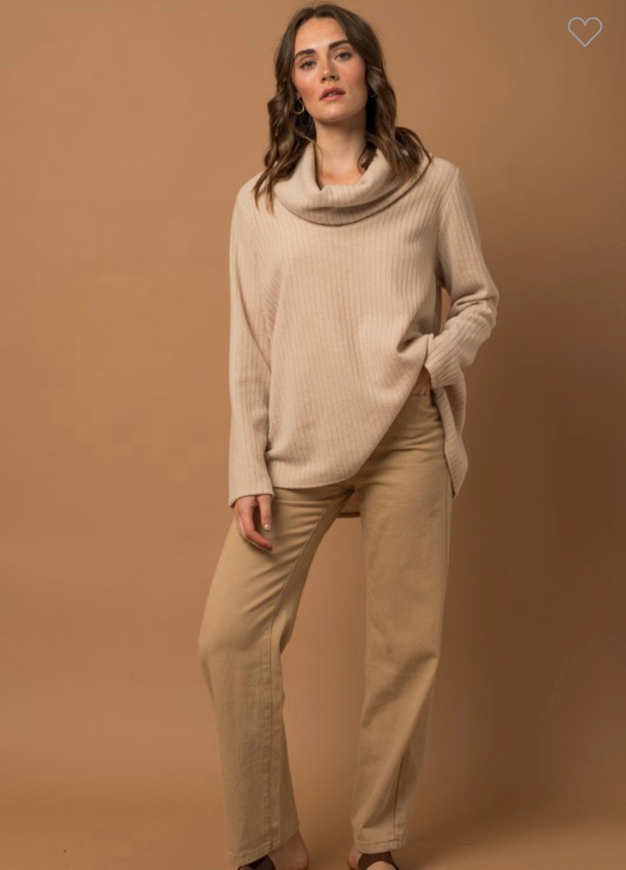 Gwen - Cream Mock Neck Long Sleeve Top