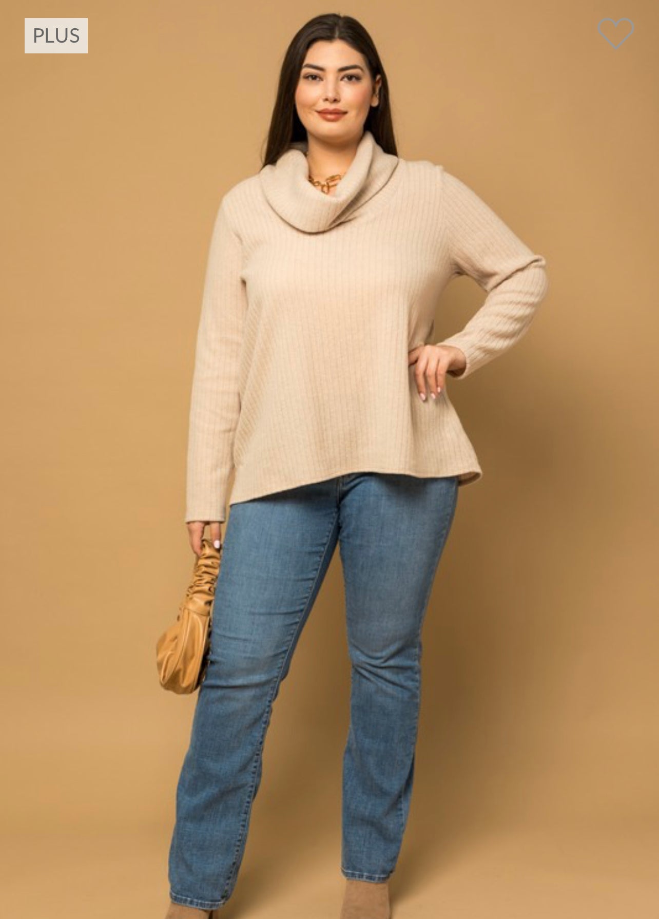 Gwen - Cream Mock Neck Long Sleeve Top