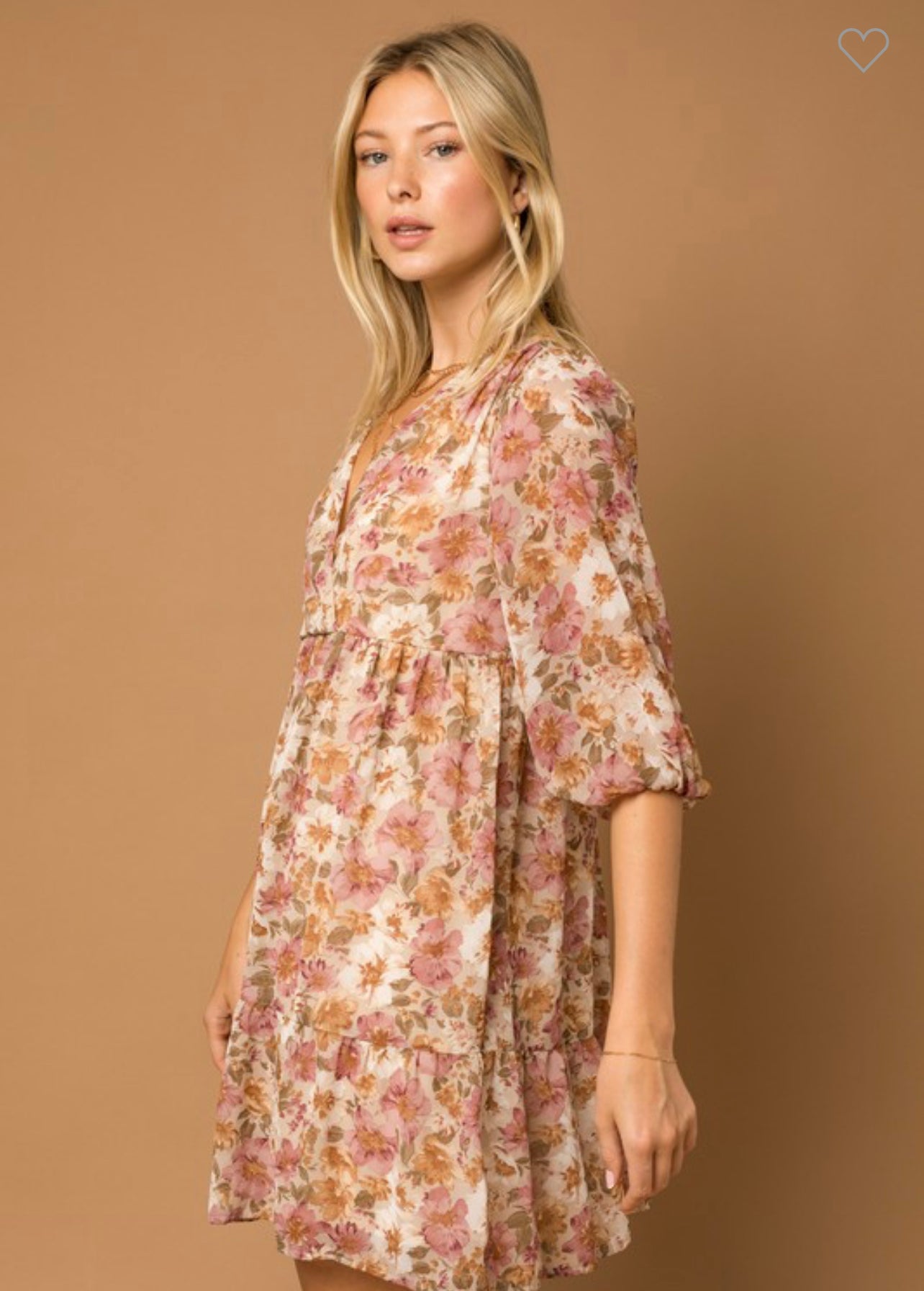 Alison - Floral 1/2 Sleeve Oversized Babydoll Midi Dress