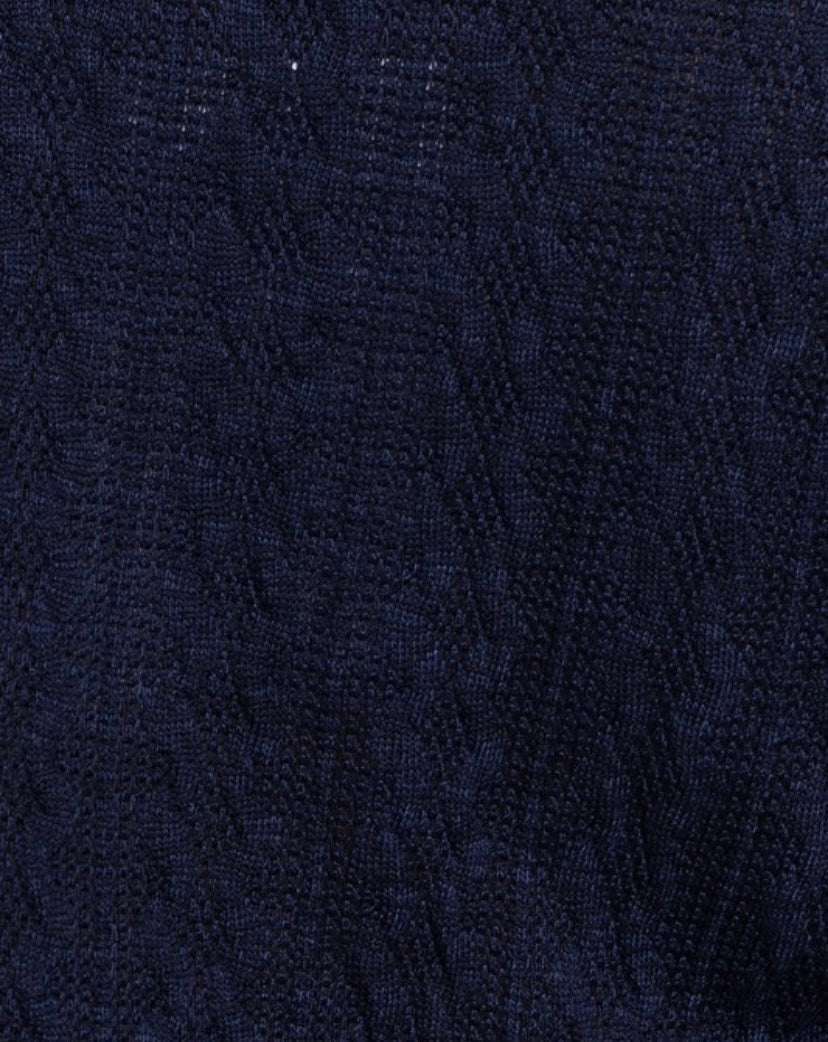 Vanessa - Navy Back Waist Tie Cable Knit Top