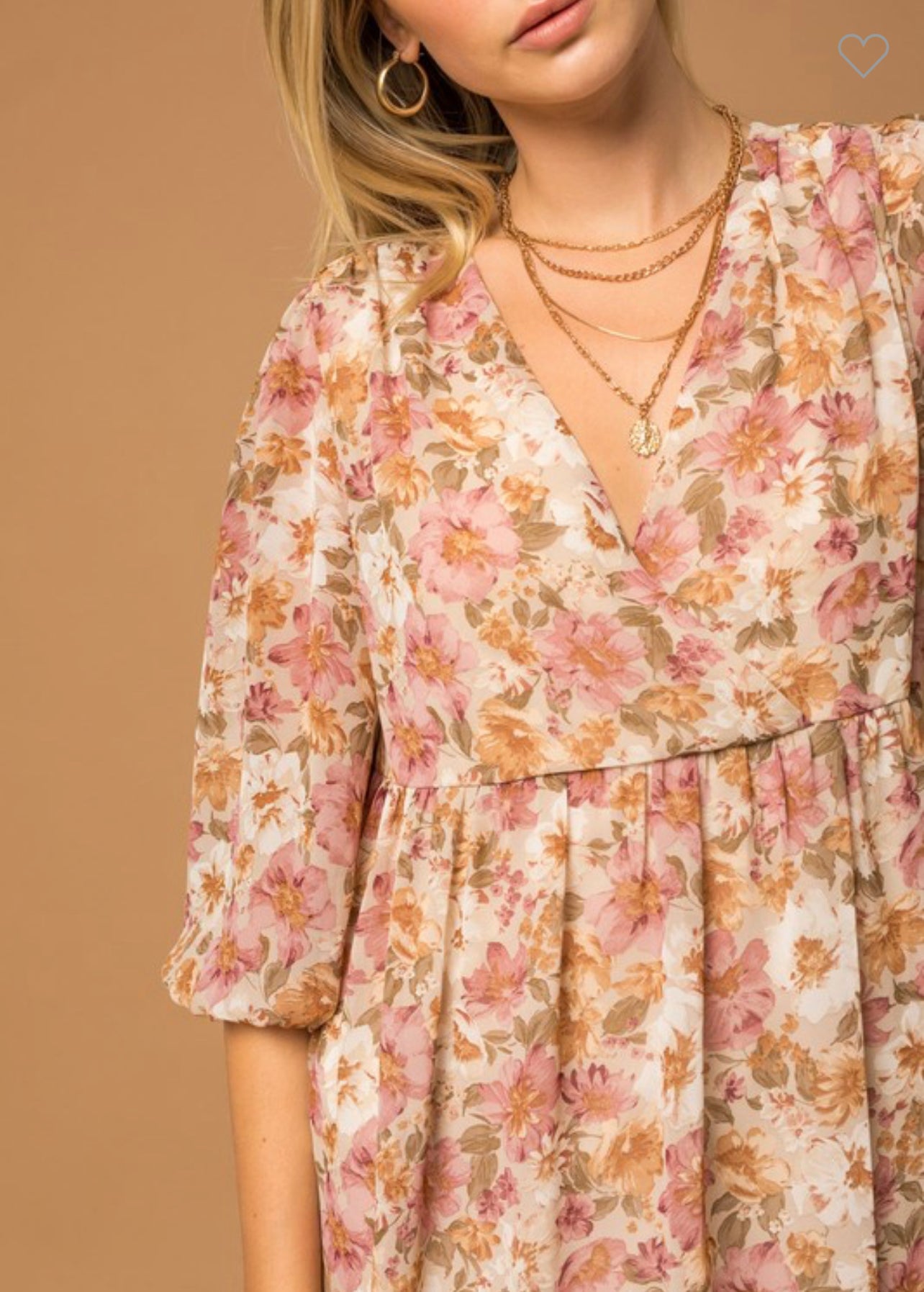 Alison - Floral 1/2 Sleeve Oversized Babydoll Midi Dress