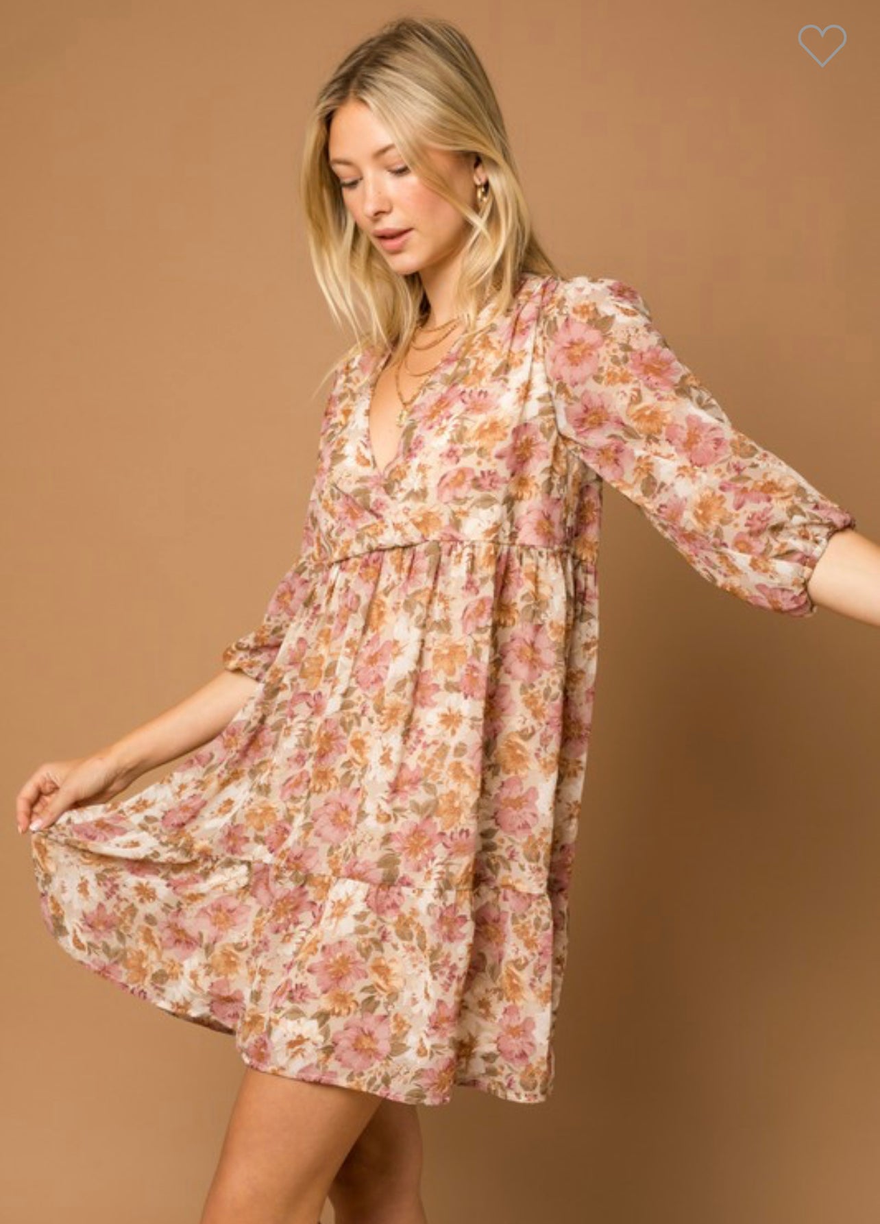 Alison - Floral 1/2 Sleeve Oversized Babydoll Midi Dress