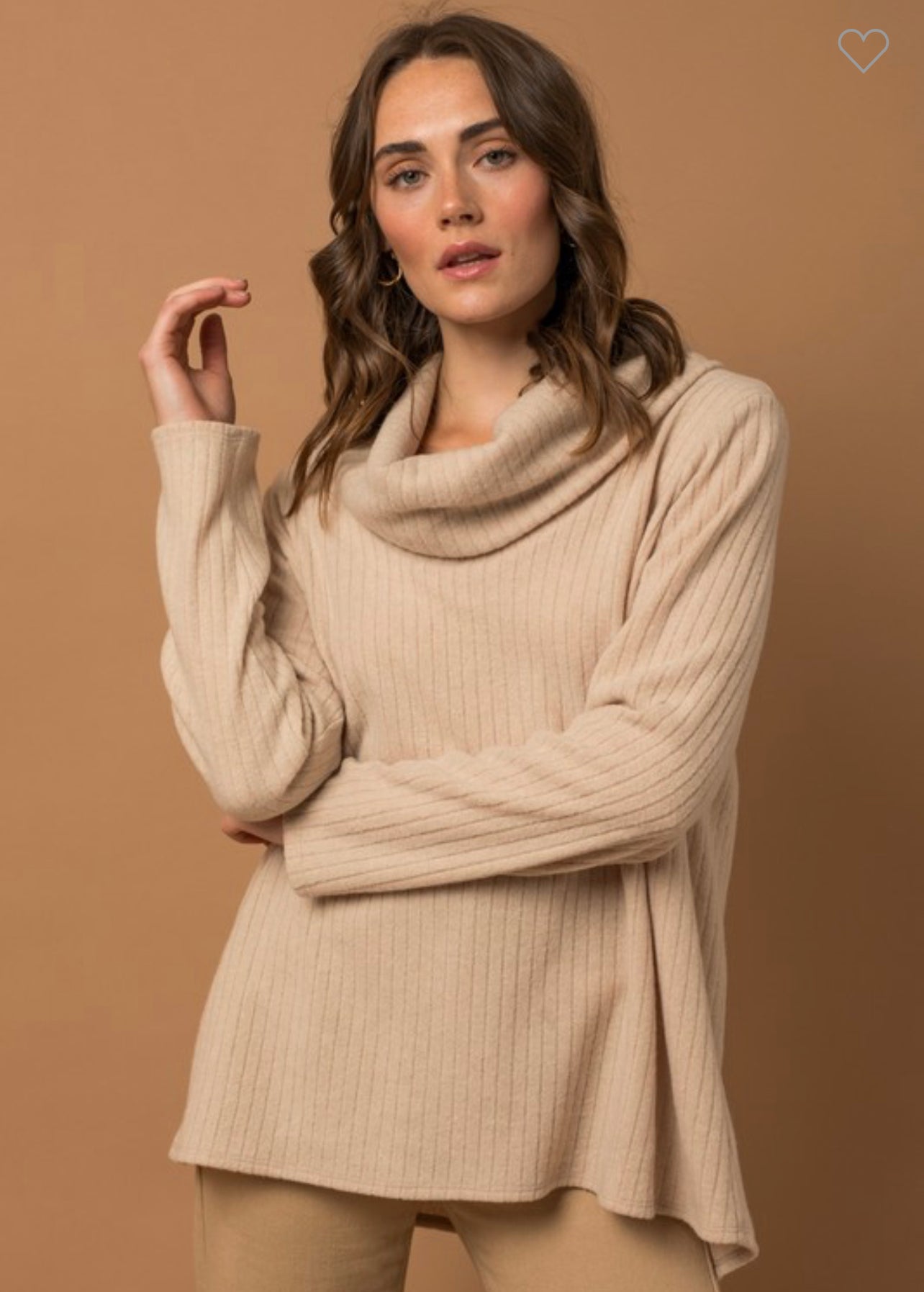 Gwen - Cream Mock Neck Long Sleeve Top