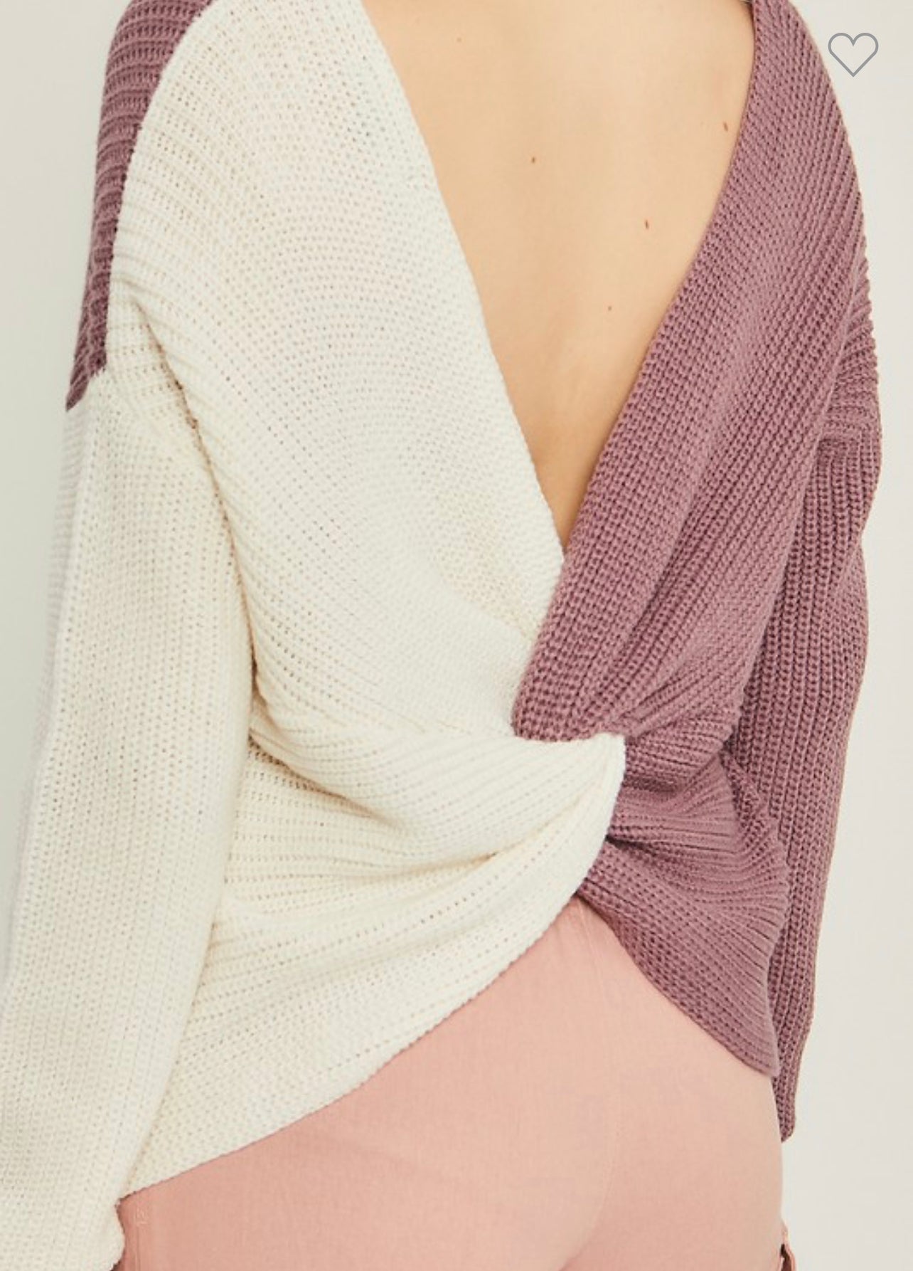 Molly - Lavender Color Block Twist Back Sweater