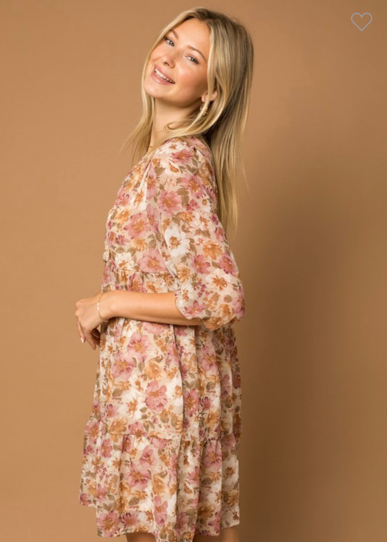 Alison - Floral 1/2 Sleeve Oversized Babydoll Midi Dress