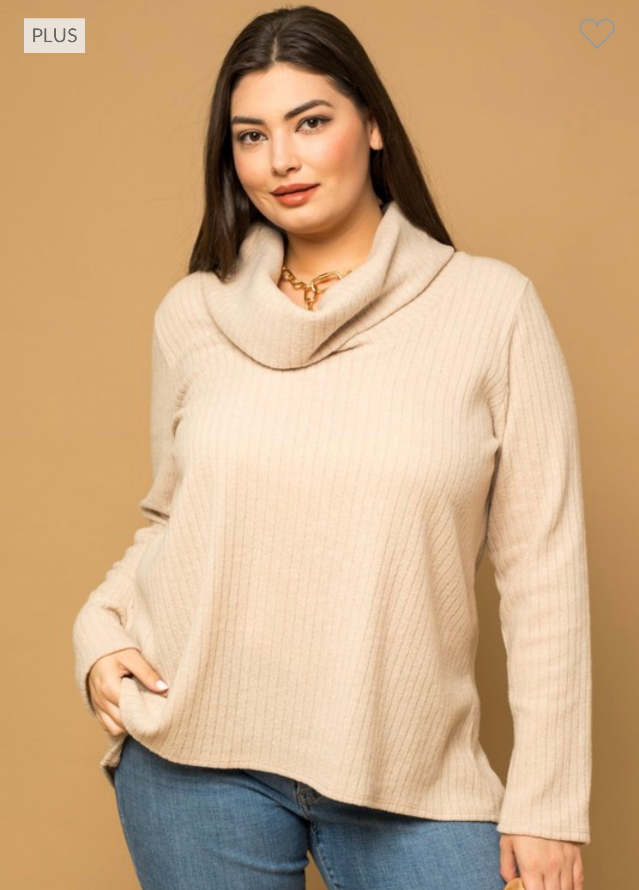 Gwen - Cream Mock Neck Long Sleeve Top